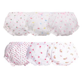 Orinery Cotton Underwear Baby Girl Undies Breathable Bloomers Briefs Infant Toddler Panties Kids Ruffle Assorted Boxer 6-Pack(BL203B, 4-5T)
