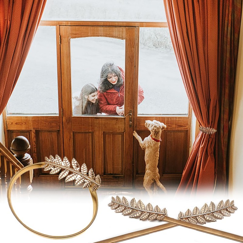 TRKETK 4 Pcs Curtain Tie Backs, Gold Curtain Holdbacks Creative