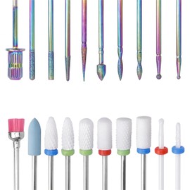 Yakamoz 20Pcs 3/32 Inch Shank Professional Manicure Nail Drill Bits for Nail Drill, Diamond Carbide Nail Bits Ceramic Nail Drill Bit Set Nail Mandrel Bit Cuticle Nail File Bits for Acrylic Nails