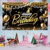 Black and Gold Happy Birthday Backdrop Black Gold Birthday Photography