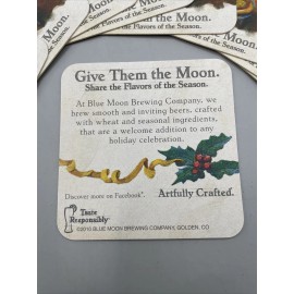 Blue Moon Lot Of 10 Blue Moon Brewing Company Give Them The Moon Xmas Beer Coasters GA10