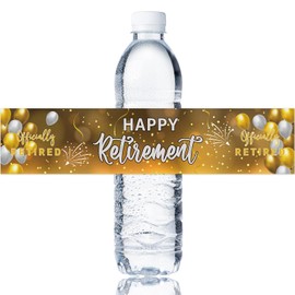 Maicaiffe Happy Retirement Water Bottle Stickers, Women Men Retirement Party Water Bottle Label, Officially Retired Party Decorations, Farewell Party Stickers Supplies 32 Stickers