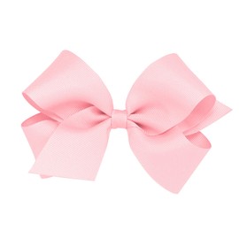 Wee Ones Girls' Plain Wrap Classic Grosgrain Hair Bows on a WeeStay No-Slip Hair Clip, Handmade, Medium, Light Pink