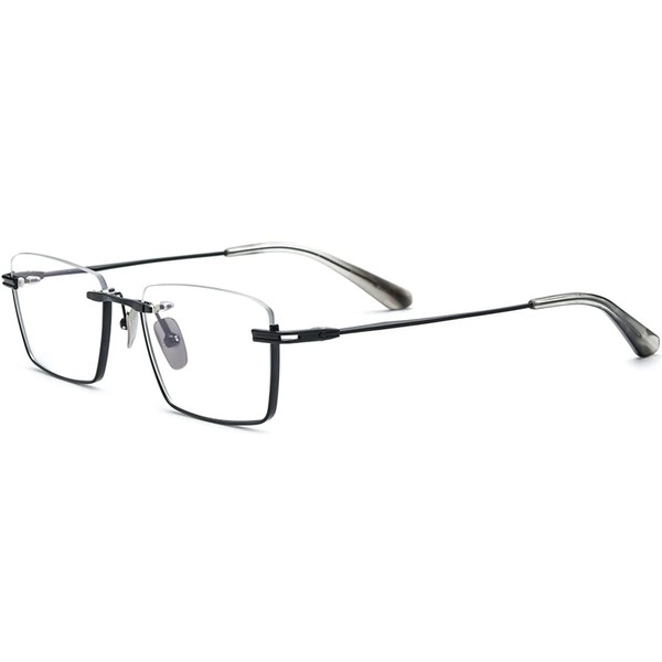 FONEX anteojos de titanio puro FDTX416 con marco de titanio para hombre, Fdtx416 Negro, 55-19-148