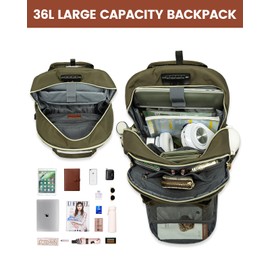 LOVEVOOK Laptop Backpack for Women & Men, Unisex Travel Anti-theft Bag Business Computer Backpacks Purse College backpack, Casual Hiking Daypack with Lock, 17 Inch, Army Green