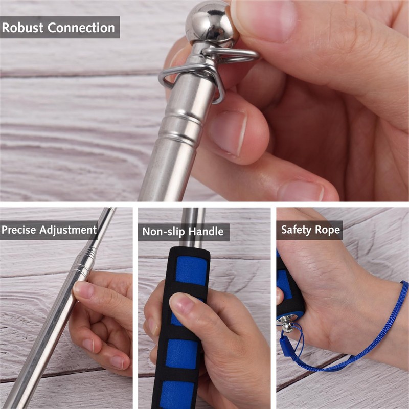 Luxiremi Flag Pole 2M Stainless Steel Handheld Flag Pole Portable