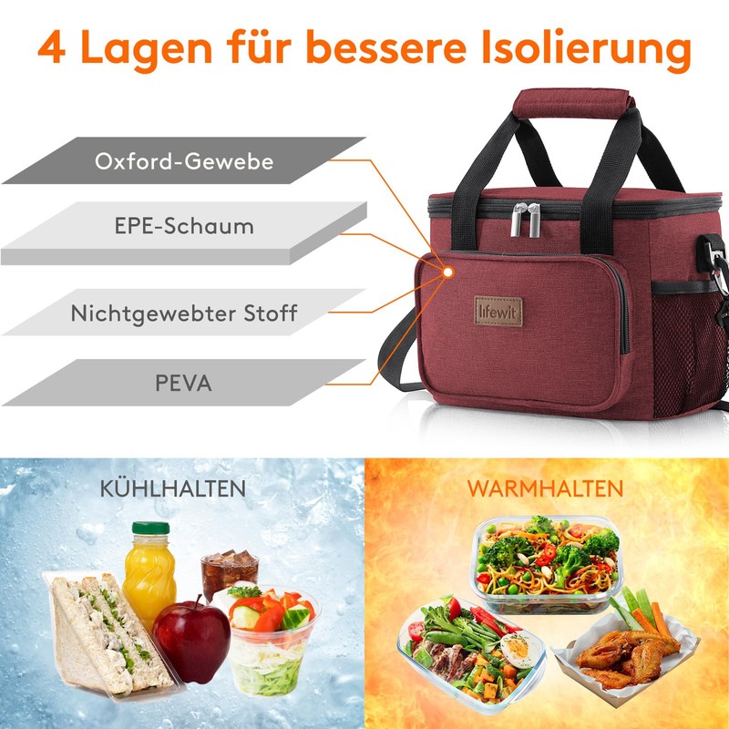 Lifewit Large Lunch Bag, 12 Cans (8.5 L) Insulated Lunch