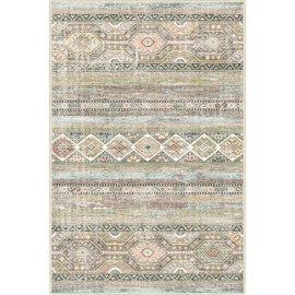 Fortsea Area Rug 2x3 Distressed Small Entryway Rug Vintage Doormat Faux Wool Non-Slip Washable Low-Pile Floor Carpet for Indoor Front Entrance Kitchen Bathroom (Olive 2x3)