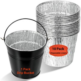 Grease Liners and 1 Pack Black Grease Bucket for Traeger Grill - Drip Tray Liner Grill Accessories for Traeger Pro Series 575/780, 20/22/34, Ironwood 650/885 Grills, Pit Boss Pellet Grill Smoker