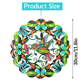 Dhqkqg Wind Spinners Outdoor, Hummingbird Wind Spinners for Garden, Pinwheels Wind Chimes outdoor, 3D Wind Spinner for Ornament Gifts, Wind Sculptures for Indoor Patio Lawn Yard