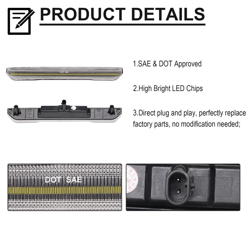 Mynoway White LED Side Marker Lamp Replacement for Sierra 2500HD