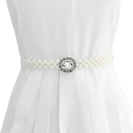 FAIRYGATE Womens Belt Chain Pear Women's Skinny Elastic Stretch Retro Waistband for Dress Acrylic Belts A6523