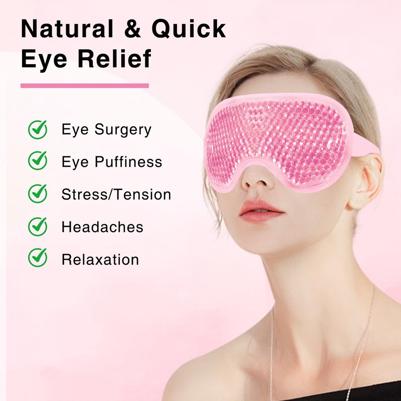 Asheyya 3 Pcs Cooling Eye Mask, Reusable Gel Beads Ice