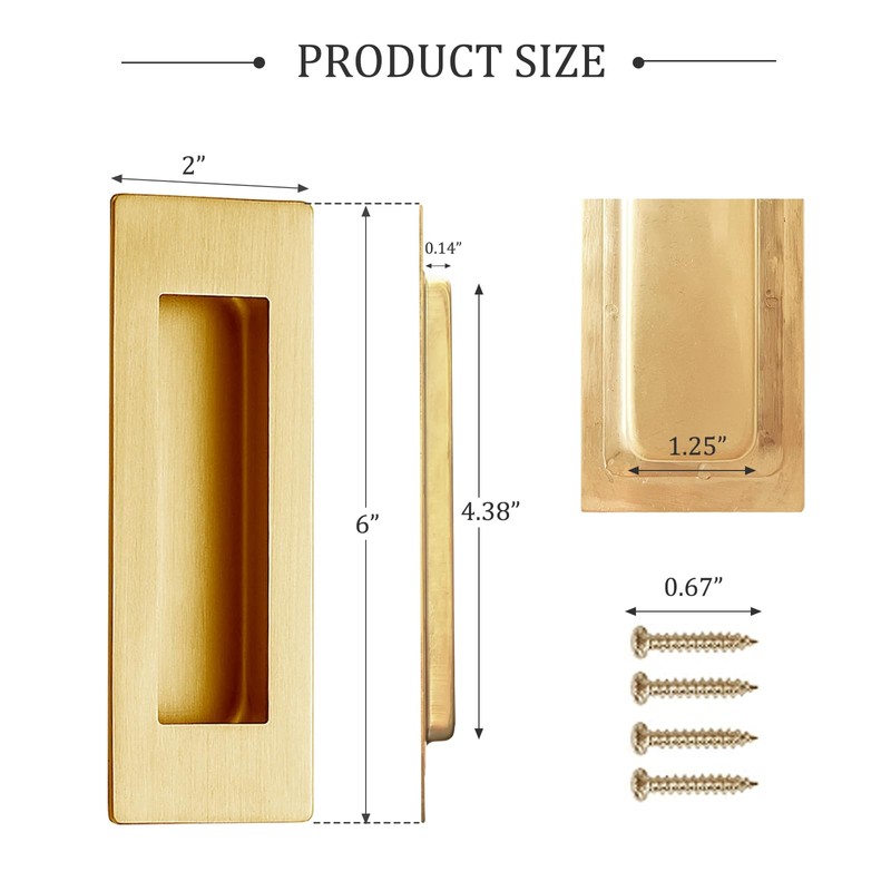 senharvest Pocket Door Pull and Edge Pull Set Brushed Gold,