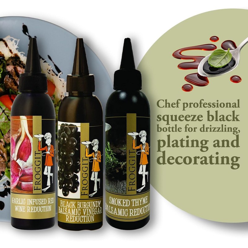 Froggit 3-Piece Garlic Infused Red Wine Vinegar, Burgundy Bliss Balsamic