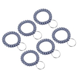 PATIKIL Spiral Wrist Coil Keychain, 6 Pack Plastic Stretchable Wristband Wristlet Key Ring Holder for Outdoor Sport Gym Pool Sauna, Matte Light Gray