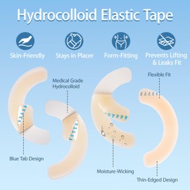 Brkiyom 50 PCS Elastic Ostomy Barrier Strips, Medical Hydrocolloid Colostomy Supplies, Skin Adhesive Ostomy Barrier Strips for Colostomy Bags, Latex Free Hydrocolloid, Blue Tab Design Easy to Tear