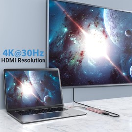 USB C Hub HDMI Adapter for MacBook Air/Pro, JESWO 7-in-1 USB C Multiport Adapter with 100W Type-C PD, USB-C to HDMI 4K, USB C to SD/TF Card Reader USB 3.0 Port for MAC Surface Book More