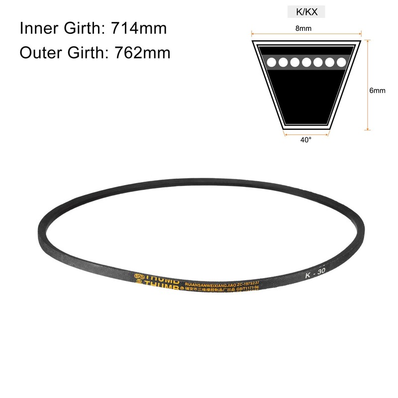 sourcing map K-30 V-Belt Machine Gear Rubber, Black Replacement Drive