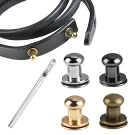 80 Rivets for Leather Button 6mm Press Stud Metal with Leather Hole Punch, Rivets for Fastening and Repair Leather Bags, Clothes, Belts, Shoes (Silver, Gold, Black,