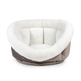 Sherry Kline Medium Cuddler Cup Pet Bed: Cozy Retreat with Deep Cushioning, Secure & Snug Space for Nap or Lounge, Easy in 'n' Out Access, Polyester Fiber, Round Shape (Grey)