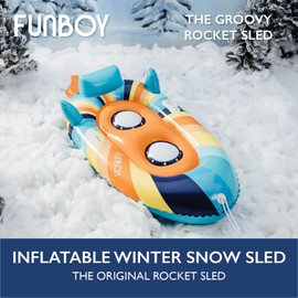 FUNBOY Winter Fun Inflatable Snow Sled, Two Pack, Rocket Groovy