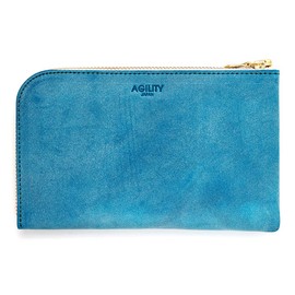 Agility affa Long Wallet L-Shaped Smartphone Holder, Large Capacity, 6.7 Inches, 2 Cell Phones, Genuine Leather, Pouch, Men's, Women's, Turquoise