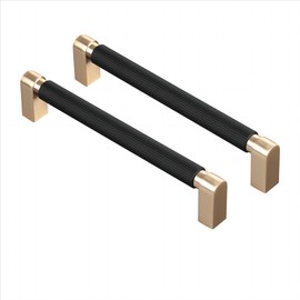 CILEYTION 10 Pack Black and Gold Handles for Cabinets, 6-3/10 Inch Hole Centers Gold Drawer Pulls, Dresser Hardware and Handles for Cabinets and Drawers