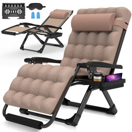 Suteck Oversized Zero Gravity Chair,33In XXL Lounge Chair w/Removable Cushion&Headrest, Reclining Camping Chair w/Upgraded Lock and Footrest, Reclining Patio Chairs Recliner for Indoor Outdoor,500LBS
