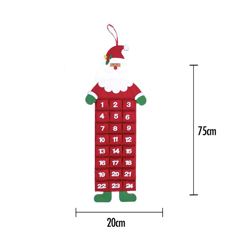 Large Felt Christmas Advent Calendar With Pockets Hanging Decoration (Choose