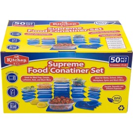 50 Piece Clear Food Container Set w/Lids Microwave Freezer Dishwasher Safe BPA Free