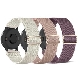TUCOMO Pack of 3 Elastic Nylon Wristbands Compatible with Garmin Vivoactive 5/Vivoactive 6, Loop Stretchy Watch Strap for Garmin Forerunner 165/55/245/645 Men Women, Nylon