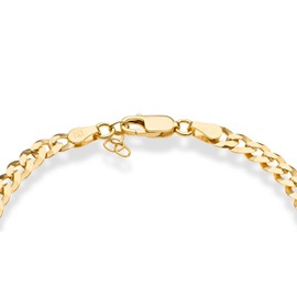 Miabella 18K Gold Over Sterling Silver Italian 5mm Solid Diamond-Cut Cuban Link Curb Chain Bracelet for Men Women, 925 Made in Italy (Length 6.5 Inches+0.5 Ext.)