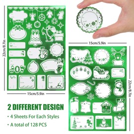 Whaline 128Pcs Christmas Foil Green Name Tag Stickers Xmas to & from Blank Self-Adhesive Gift Label Decals for Winter Holiday Birthday Present