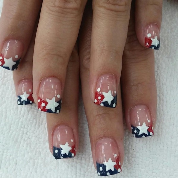 4th of July Press on Nails Short Square Fake Nails