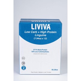 LIVIVA High Protein Low Carb KETO Pasta Value Pack - Linguine (Case of 12), 371% more Protein, 70% less Carbs - Made with Pea Protein, Mulberry Leaf and Konjac