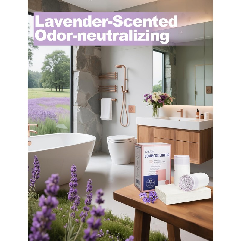 Beside Commode Liners with Absorbent Pads - Set with Disposable