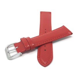 Bandini 14mm Womens Italian Leather Watch Band Strap - Red - Semi-Glossy - Padded - Stitching