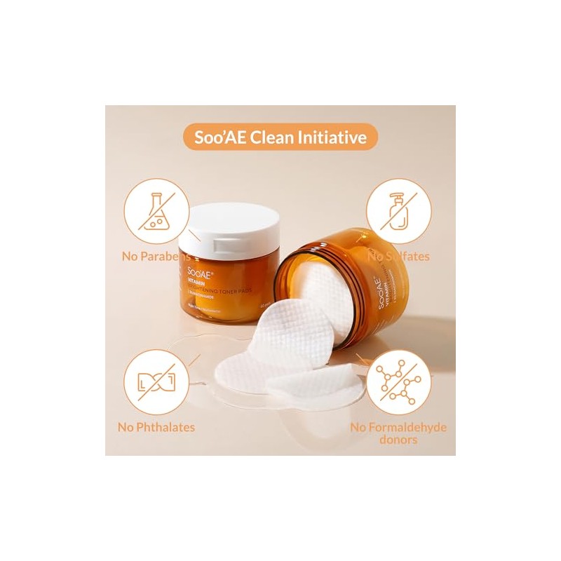 Soo'AE Vitamin Brightening Toner Pads - 60 Gentle Exfoliating Pads
