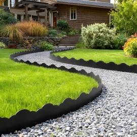50 FT Landscape Edging Border with 75 Spikes, 2.8 Inch Tall Garden Edging Border, Flexible Plastic No Dig Lawn Edging Border for Flower Beds Landscaping Yard Pathway Paver Tree Fence Edging (Black)