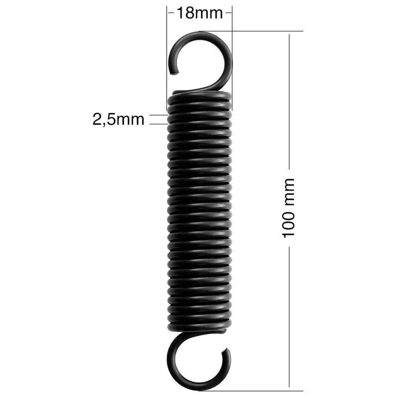 4pcs 100mm Steel Extension Springs, Spring Diameter 18mm, Wire Thickness