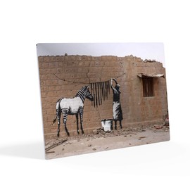 HB Art Design Banksy Wall Art Metal Print Zebra Graffiti Timbuktu Mali Graffiti Artwork Living Room Dorm Room Office Bedroom Wall Art Home Decor Teen Fathers Gift Ready to Hang 8x12