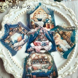 Vintage Castle & Book Pattern Decorative Sticker, 10pcs/pack Scrapbooking & Journal Making Material Paper, DIY Decorative Sticker for Christmas Gift:_TS-C78-3_10pcs/set