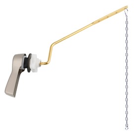 Hibbent Universal Toilet Tank Flush Lever Replacement, Side Mount Toilet Handle with Stainless Steel Flapper Chain, Brushed Nickel