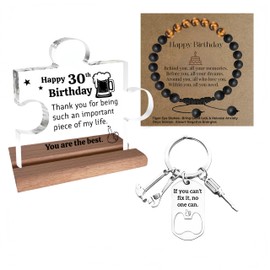 30th Birthday Gifts for Men – Unique Gift for 30 Year Old Man – Puzzle Piece Desktop Sign with Wooden Base – Thoughtful Mens 30th Birthday Gifts for Husband, Dad,Uncle, Friend, or Brother