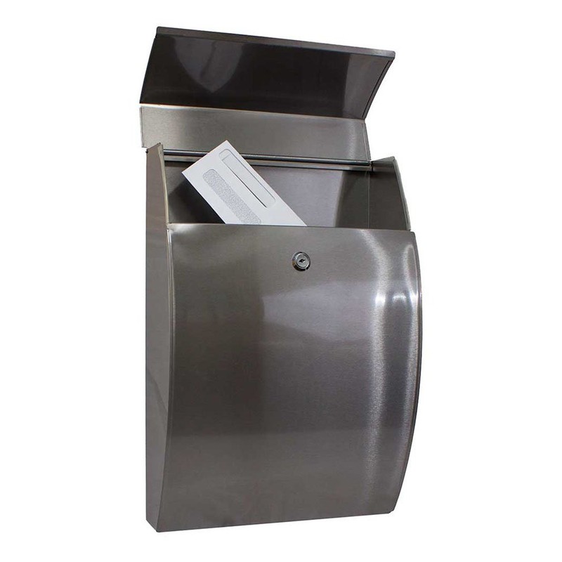 Qualarc WF-0906A Glacial Elliptical Stainless Steel Locking Wall Mount Mailbox,