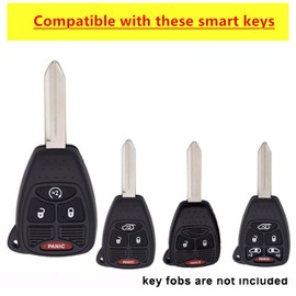 QIXIUBIA for Jeep Key Fob Cover with Keychain Fit for Jeep Wrangler/Compass 2007-2018/Dodge Ram/Durango 2007-2009/Caliber 2007-2012/Nitro 2007-2011/Dakota 2008-2011 (for Jeep D, White)