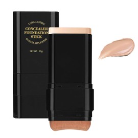 2 In 1 Foundation Stick, Double Head Concealer Contour Stick with Brush, Long Lasting Korean Flawless Eraser Foundation Make Up, Waterproof Concealer Sticks for All Skin Tones (02NATURAL)