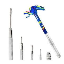 6 in 1 Floral Hammer, Small Multitool Hammer, Mini Screwdriver Hammer Tools Set with Screwdriver Flower Hammer Screwdriver Tool Set Best Gift for Birthday Valentine's Mother's day (Blue)