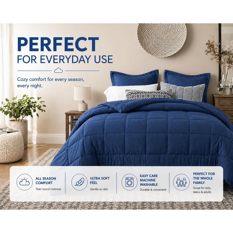 EVOLIVE All Season Comforter – Ultra Soft Pre-Washed Microfiber Down